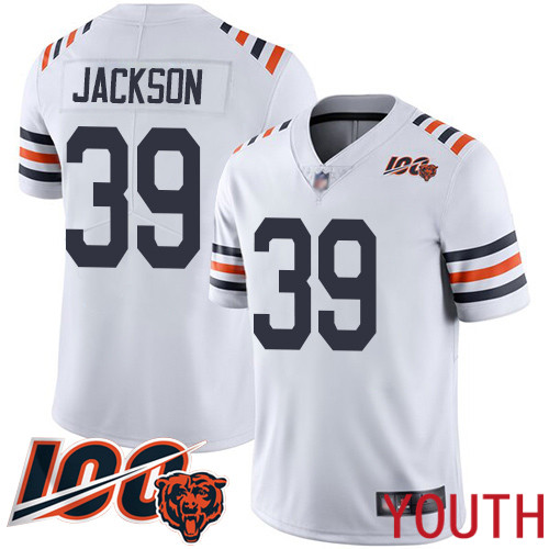 Chicago Bears Limited White Youth Eddie Jackson Jersey NFL Football #39 100th Season